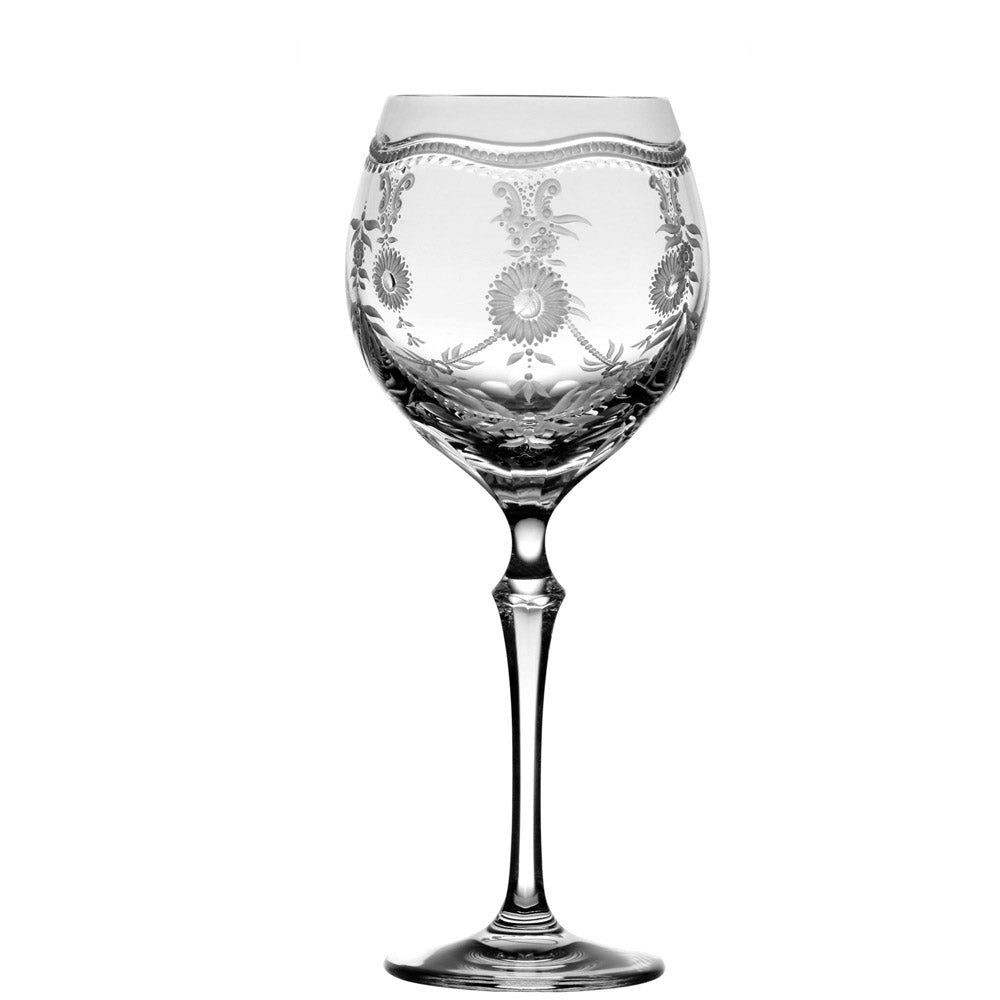 Royal Scroll Clear Wine Glass by Varga Crystal 