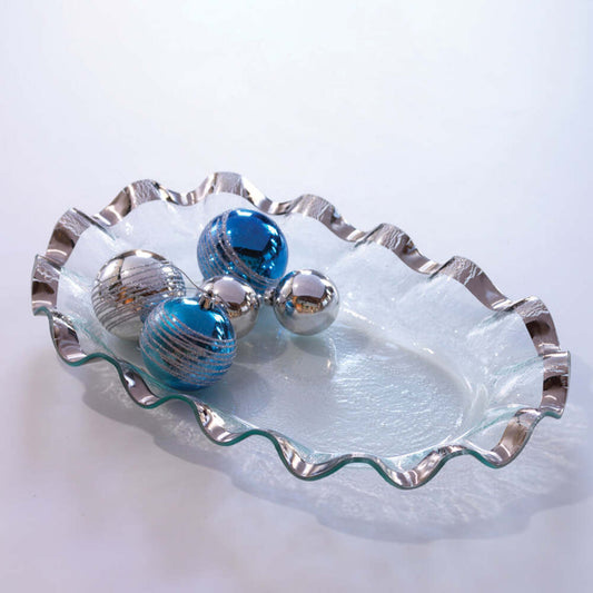 Ruffle 19" x 12" Large Shallow Oval Bowl by Annieglass Additional Image -1