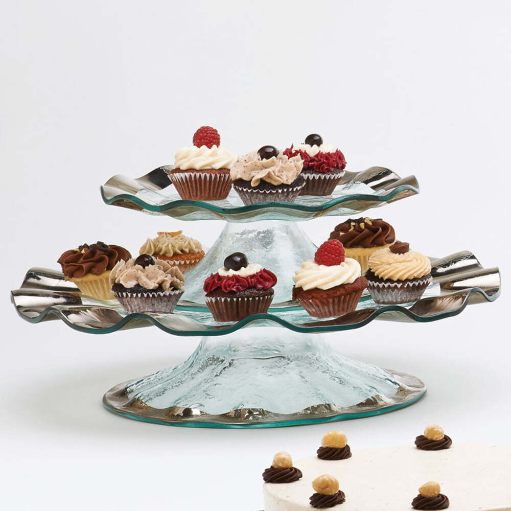 Ruffle 9 1/2" Petits Fours Stand by Annieglass Additional Image -5