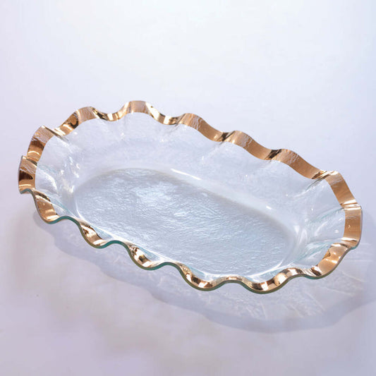 Ruffle Large Shallow Oval Serving Bowl by Annieglass 