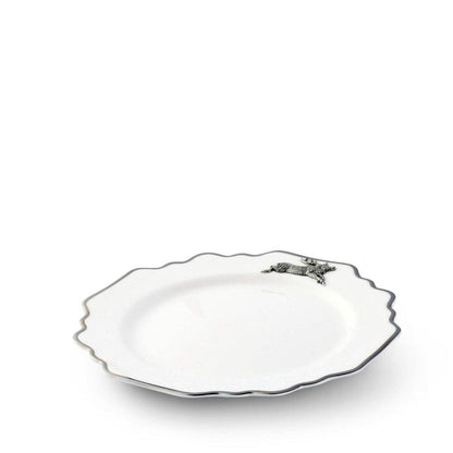 Running Elk Bone China Scallop Salad Plate Platinum Rim by Vagabond House 1