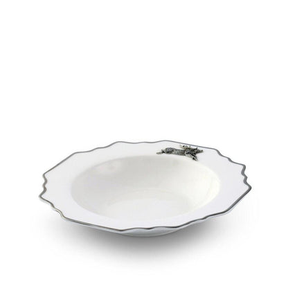 Running Elk Bone China Scallop Soup Plate Platinum Rim by Vagabond House 1