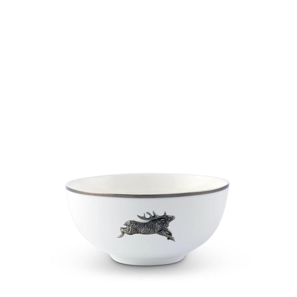 Running Elk Cereal Bowl Bone China Platinum Rim by Vagabond House 