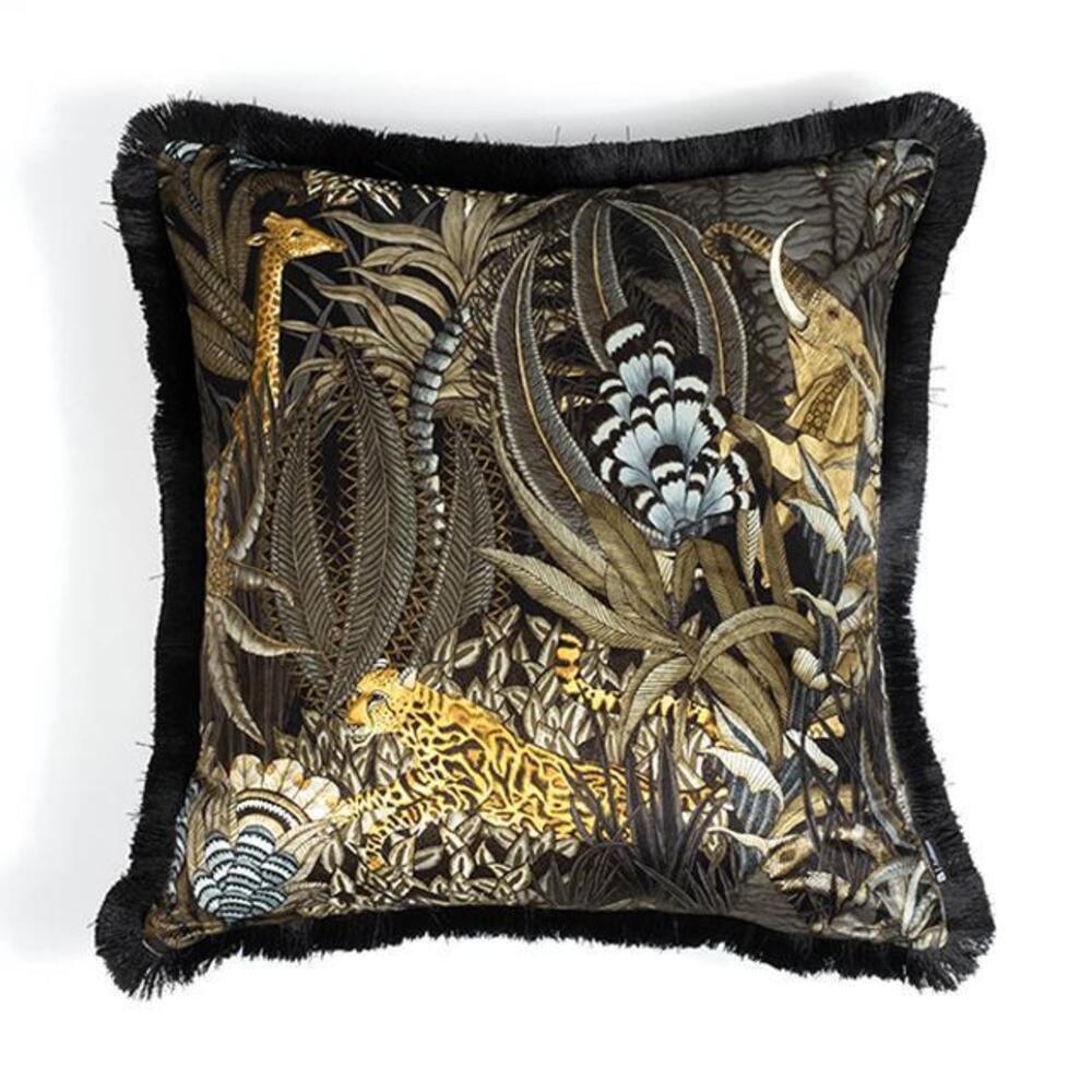 Sabie Forest Pillow Velvet with Fringe by Ngala Trading Company