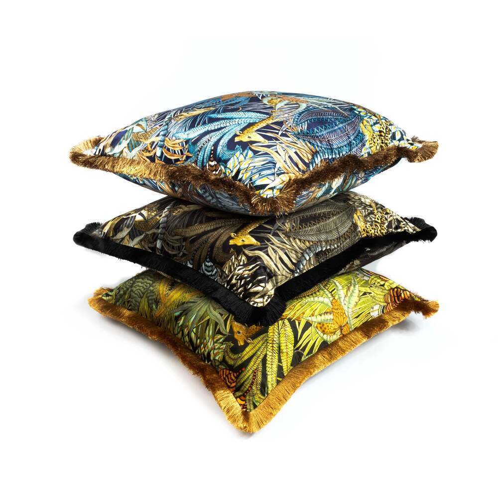 Sabie Forest Pillow Velvet with Fringe by Ngala Trading Company Additional Image - 3