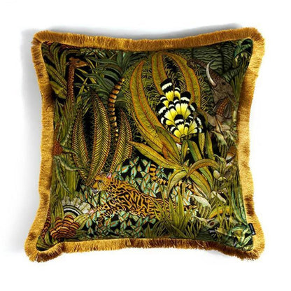 Sabie Forest Pillow Velvet with Fringe by Ngala Trading Company