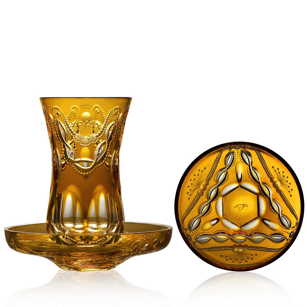 Saint Tropez Amber Arabic Tea Set by Varga Crystal 