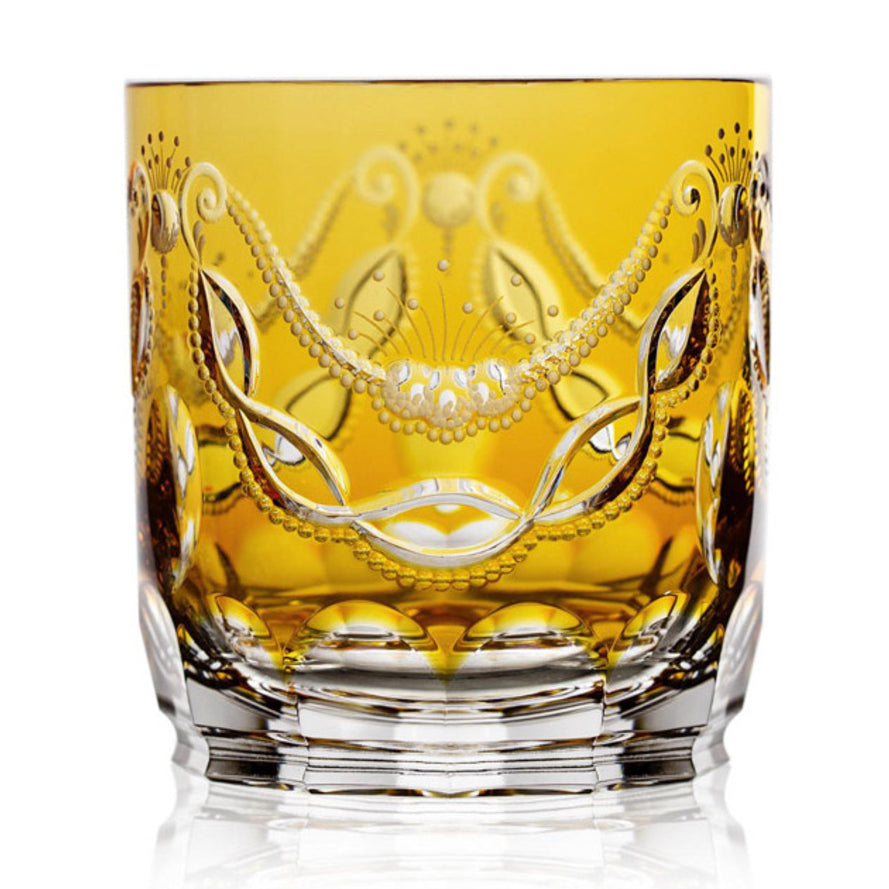 Saint Tropez Amber Double Old Fashioned Glass by Varga Crystal 