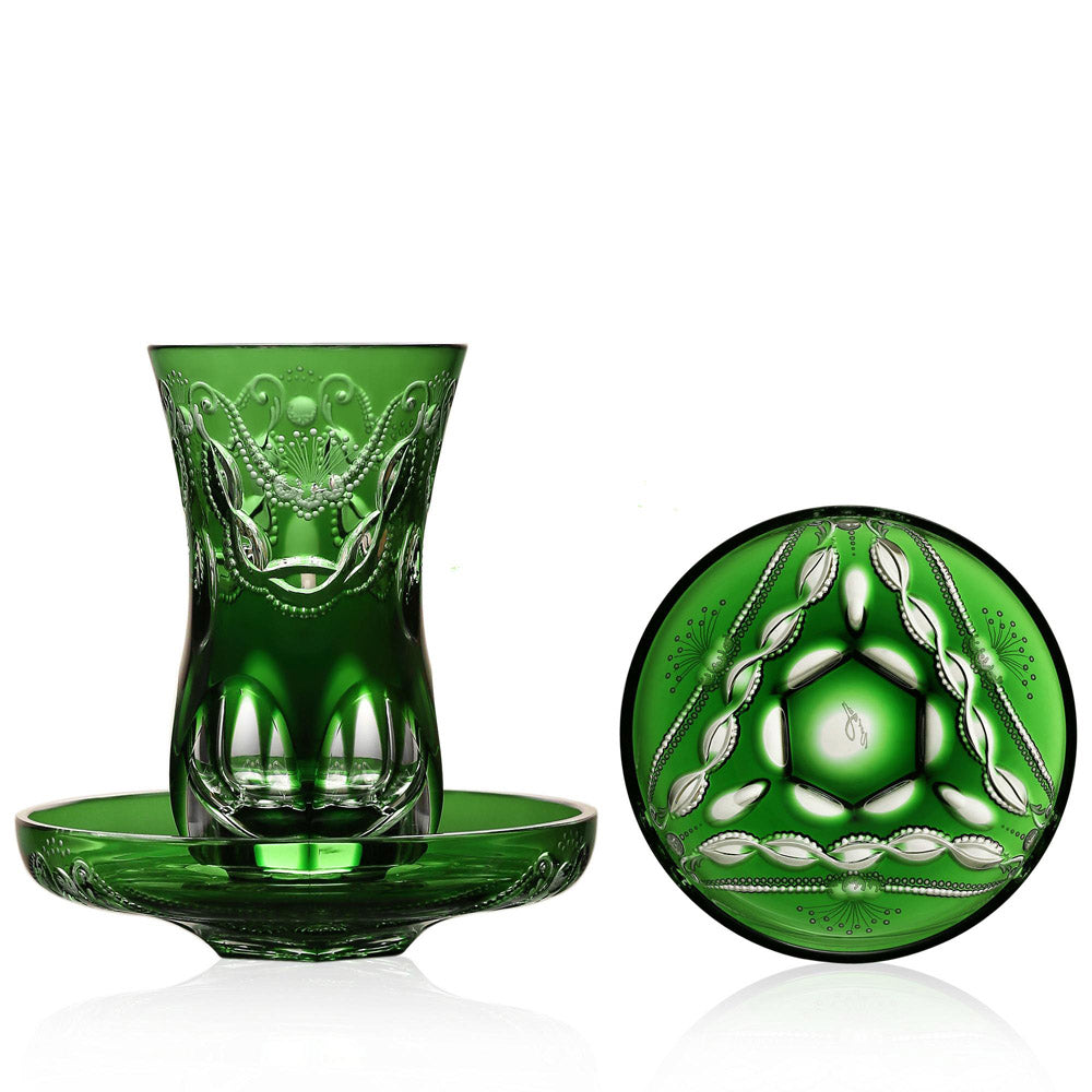 Saint Tropez Emerald Arabic Tea Set by Varga Crystal 