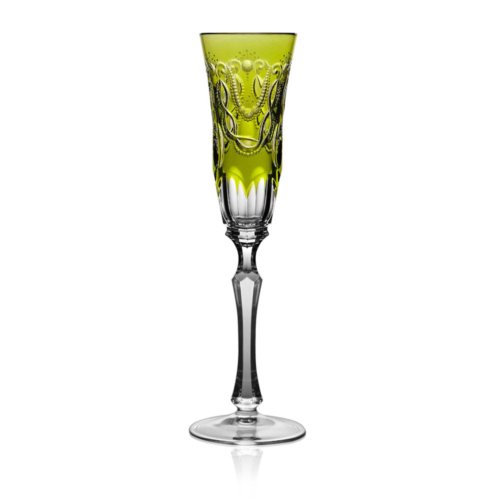 Saint Tropez Yellow-Green Flute by Varga Crystal 