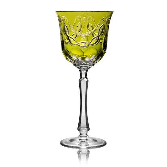 Saint Tropez Yellow-Green Water Glass by Varga Crystal 