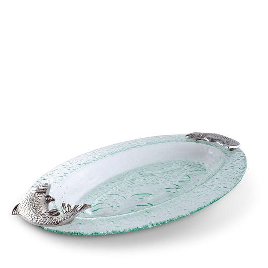 Salmon Glass Platter by Arthur Court Designs