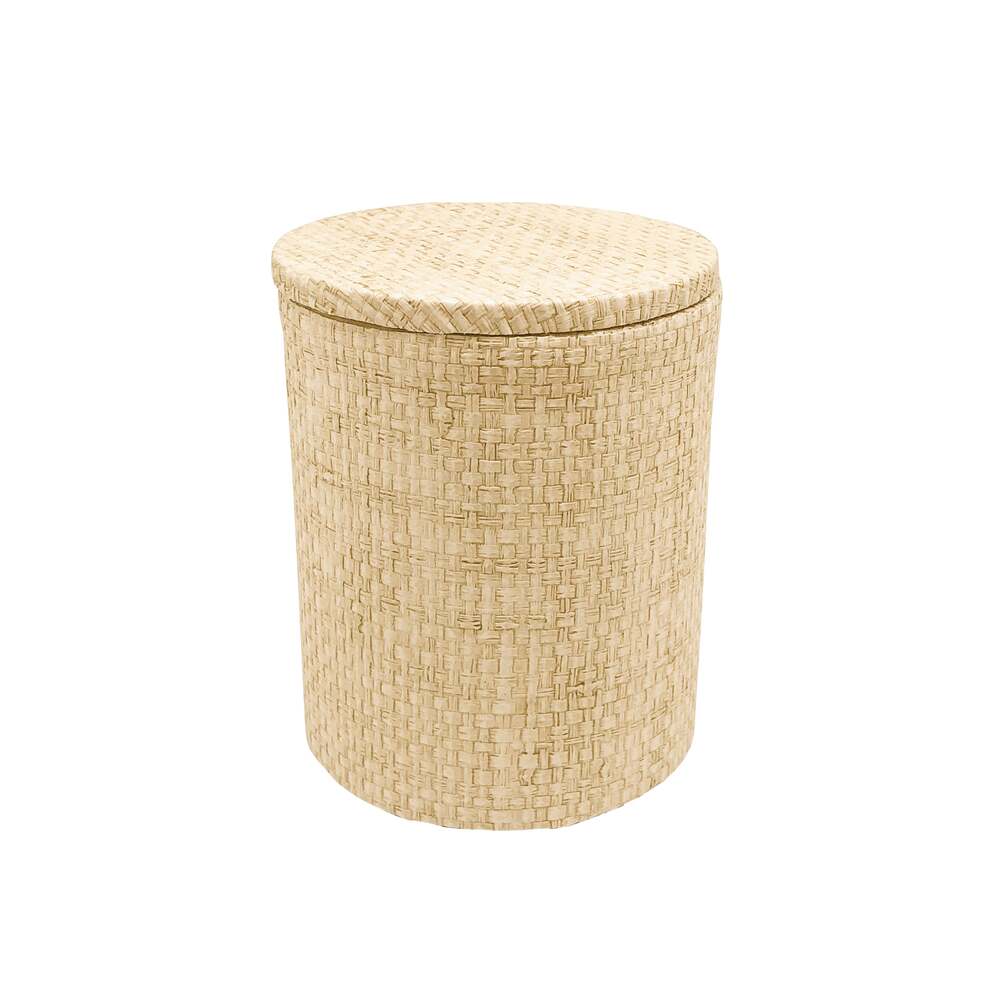 Sand Faux Grasscloth Cotton Ball Canister with Lid by Mariposa