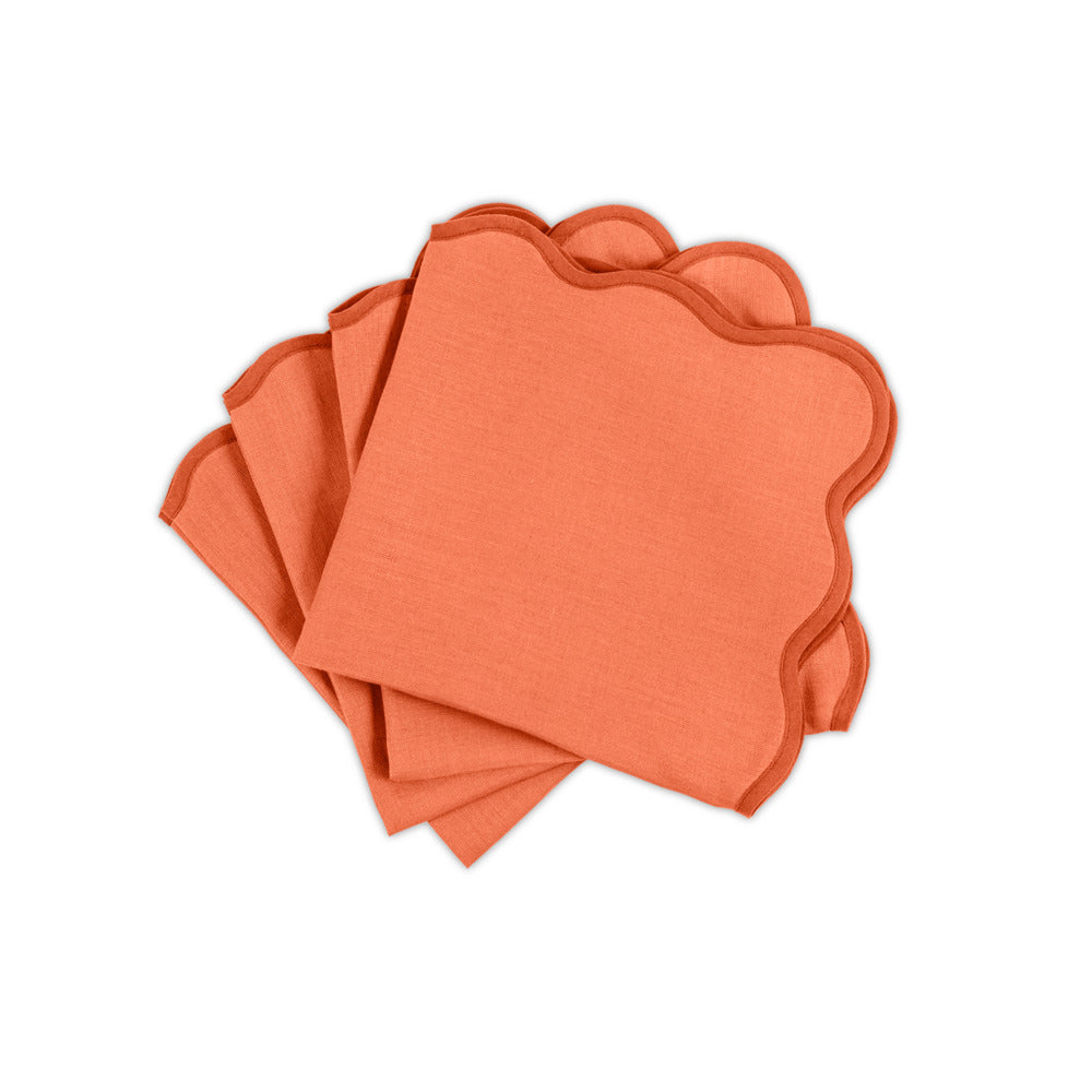 Scallop Edge Napkin set of 4 Carnelian & Persimmon 
