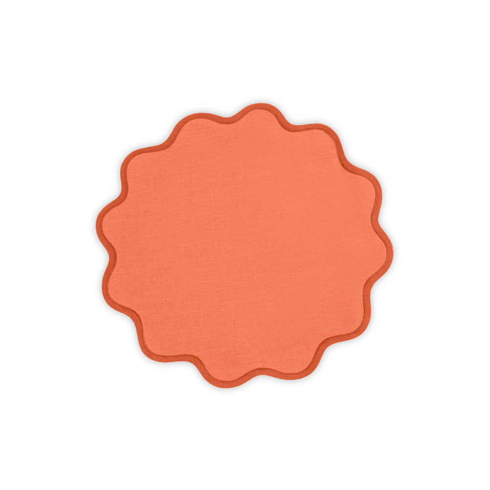 Scallop Edge Placemat set of 4 Carnelian & Persimmon Circle 