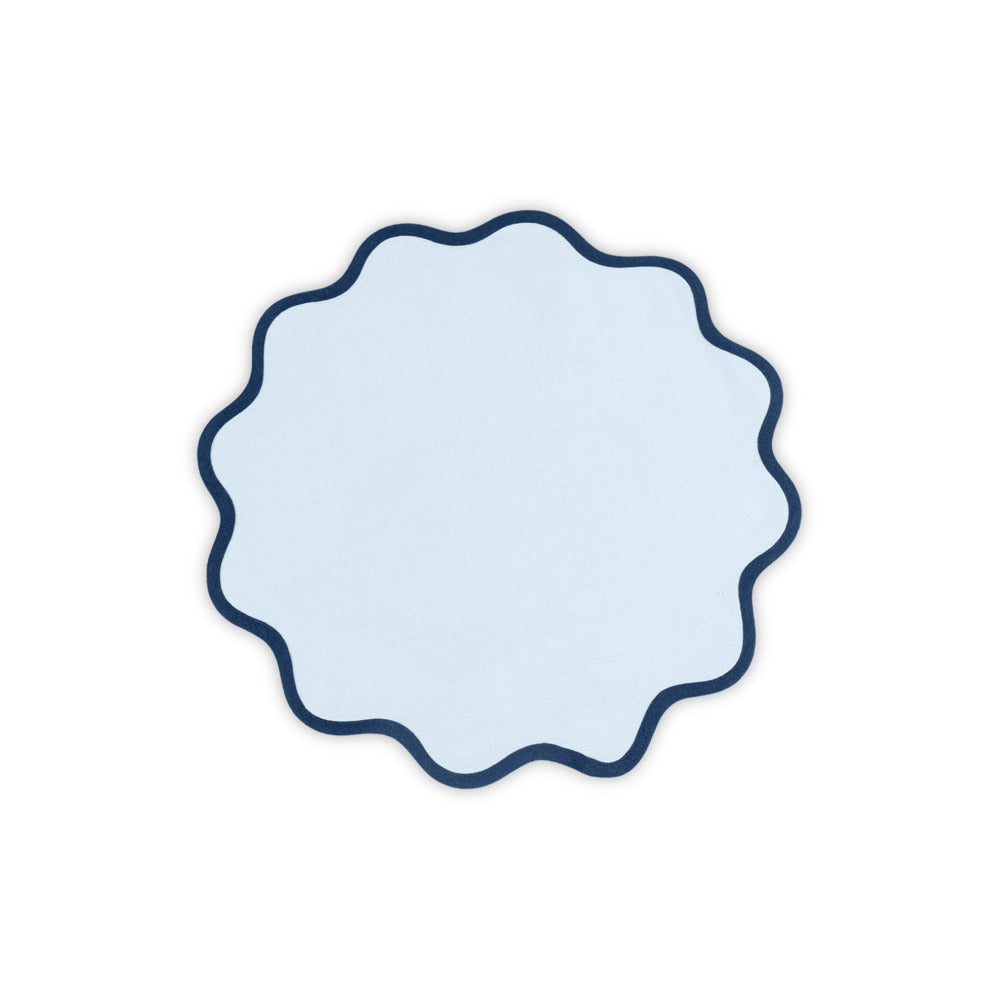 Scallop Edge Placemat set of 4 Ice Blue & Navy Circle 