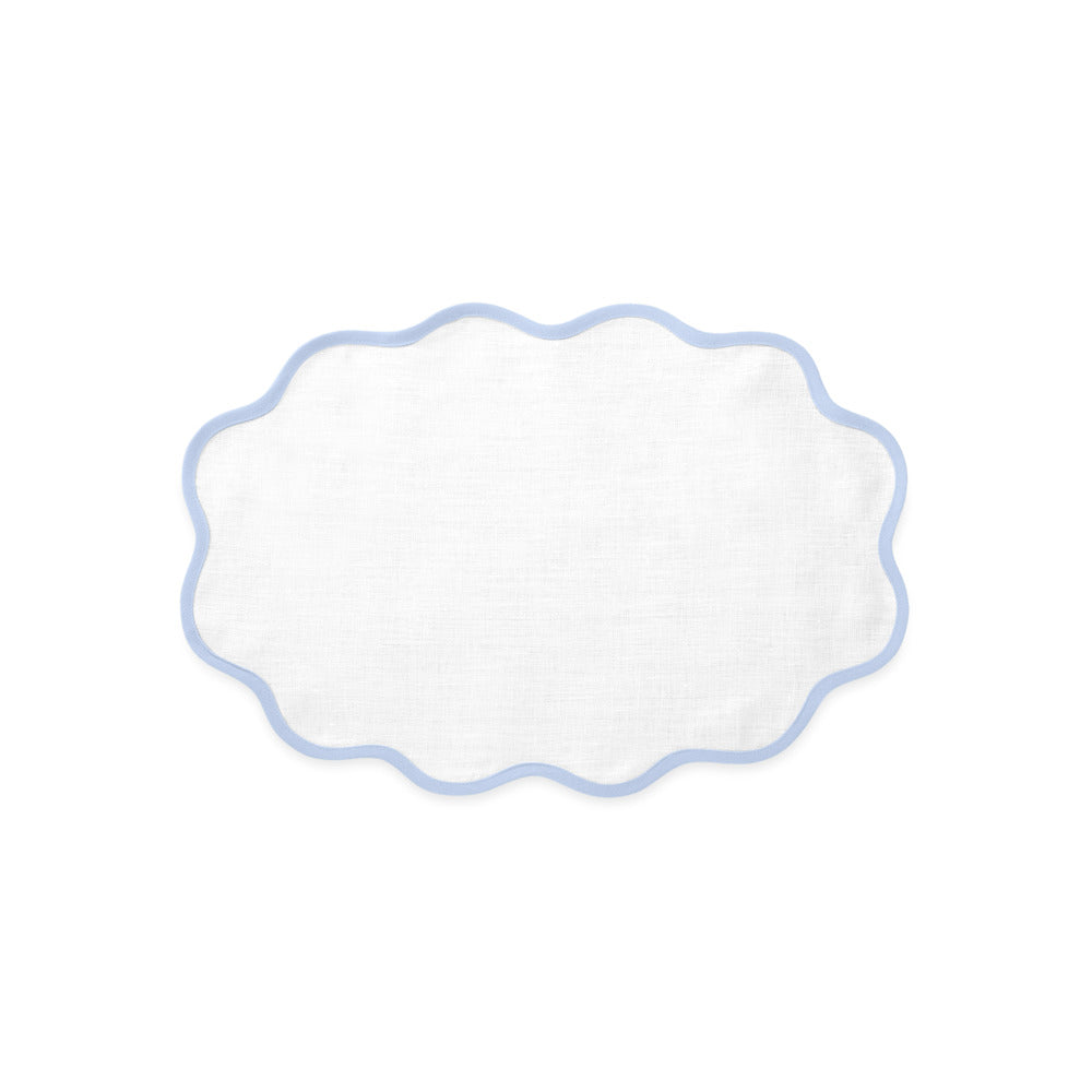 Scallop Edge Placemat set of 4 Ice Blue Oval 
