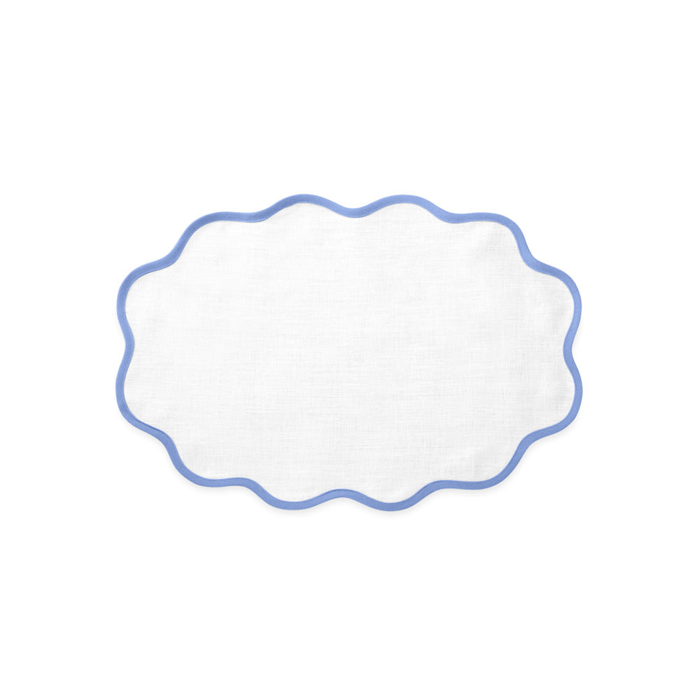 Scallop Edge Placemat set of 4 Sky Blue Oval 