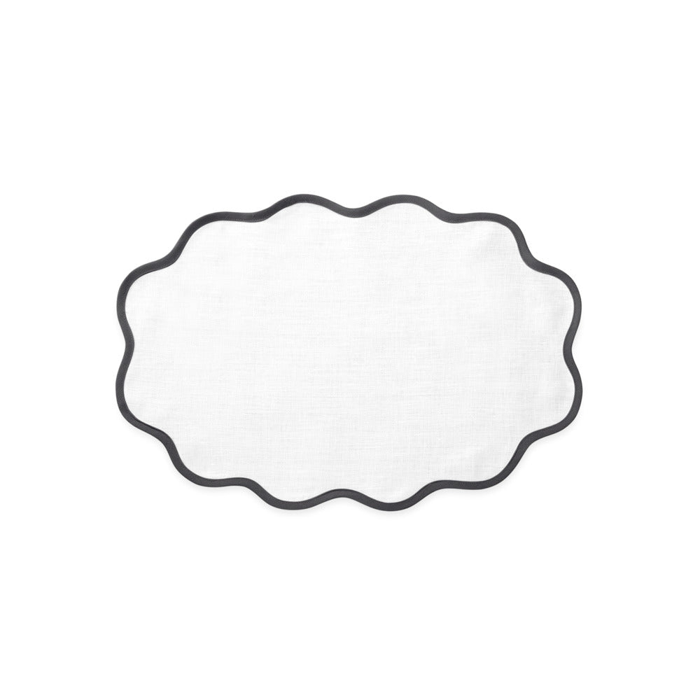 Scallop Edge Placemat set of 4 Smoke Grey Oval 