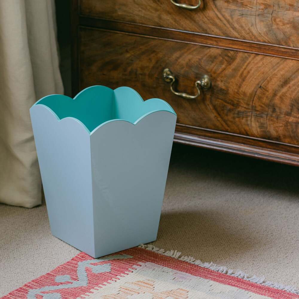 Scalloped Lacquer Bin - Eau De Nil & Turquoise by Addison Ross Additional Image-2