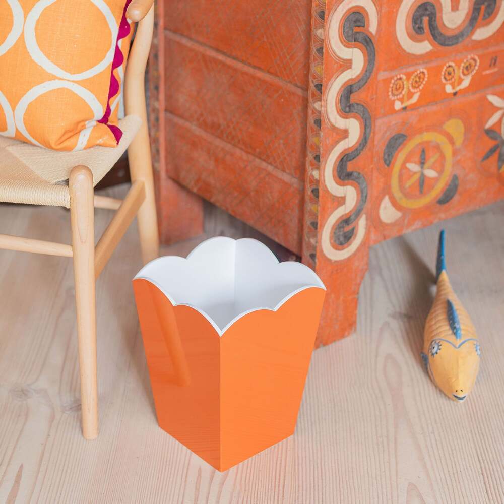 Scalloped Lacquer Bin - Orange & White by Addison Ross Additional Image-2