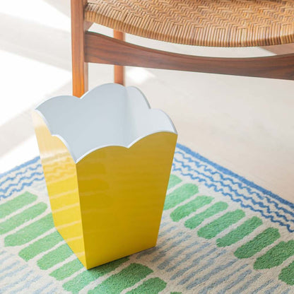 Scalloped Lacquer Bin - Yellow & White by Addison Ross Additional Image-2