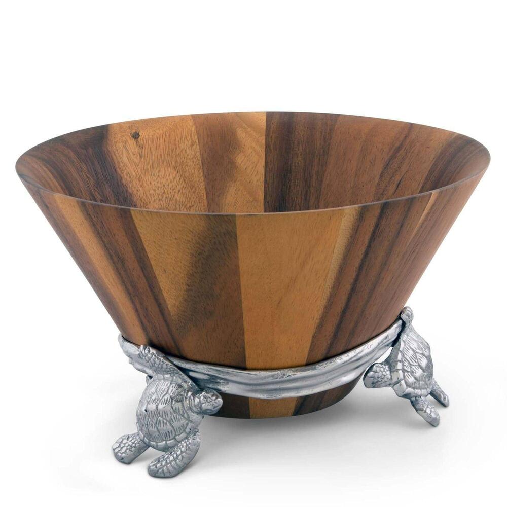 Sea Turtle Wood Salad Bowl by Arthur Court Designs 1