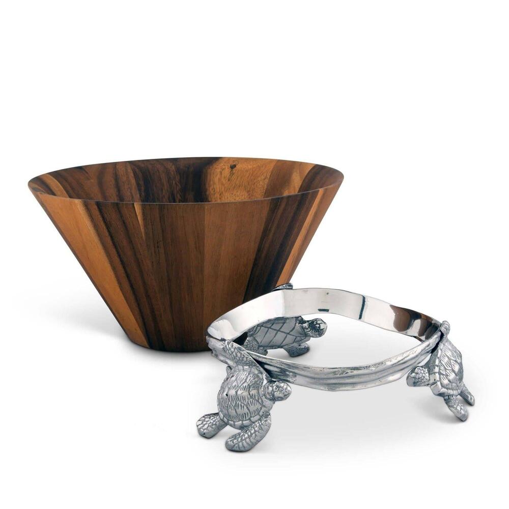 Sea Turtle Wood Salad Bowl by Arthur Court Designs 2