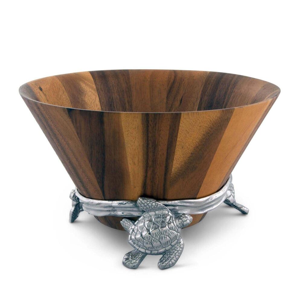 Sea Turtle Wood Salad Bowl by Arthur Court Designs