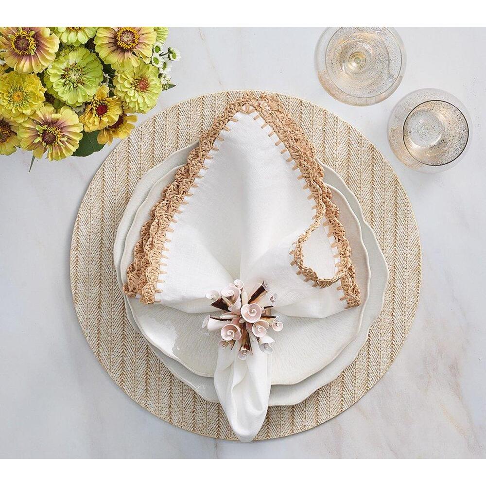 Seashell Burst Napkin Ring in Ivory & Natural - Set of 4 by Kim Seybert 2