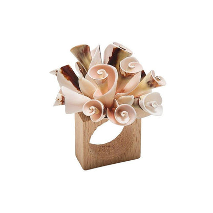 Seashell Burst Napkin Ring in Ivory & Natural - Set of 4 by Kim Seybert 