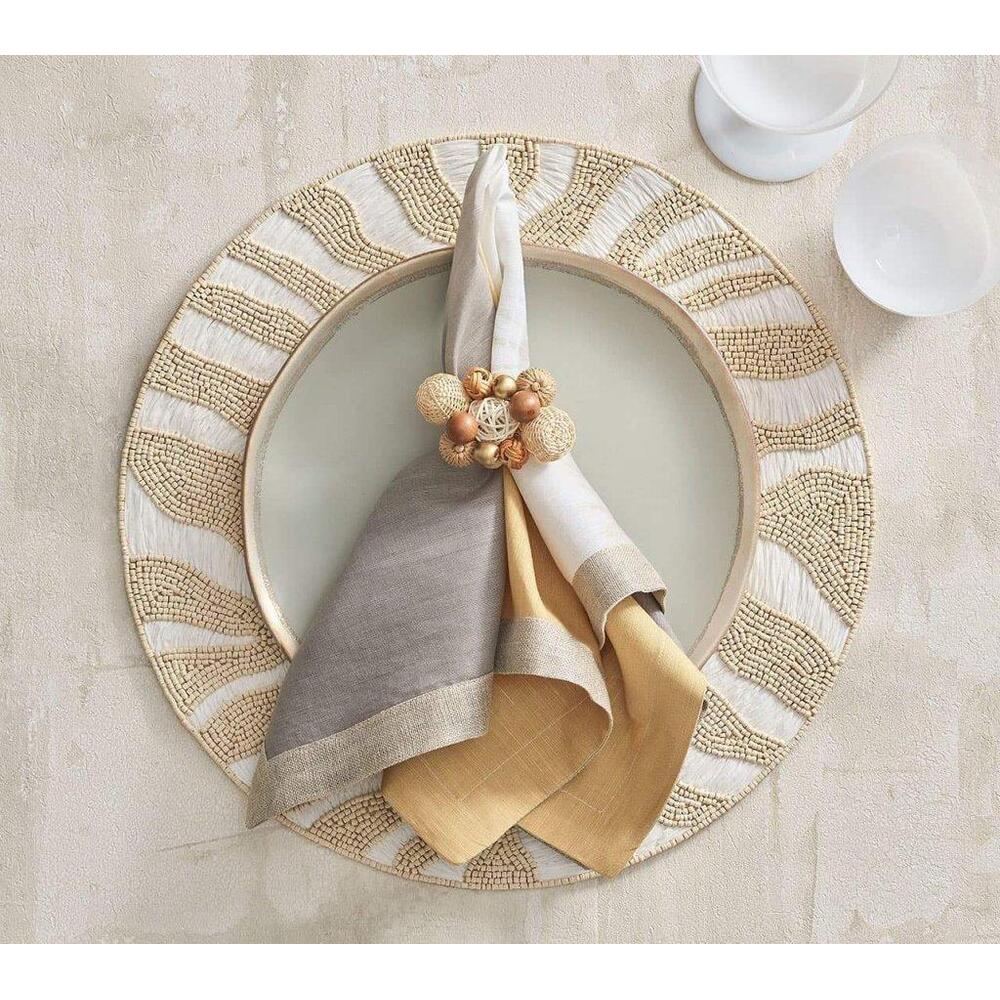 Serengeti Placemat in White & Natural - Set of 2 by Kim Seybert 2