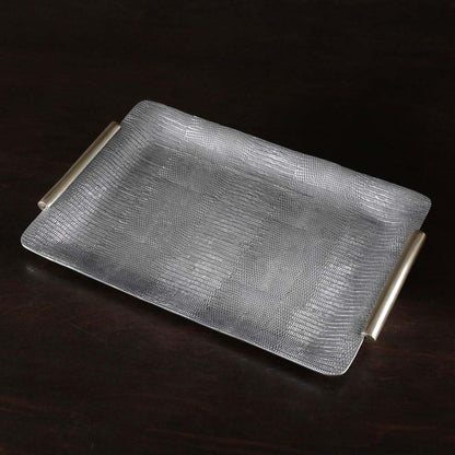 Sierra Modern Python Medium Tray with Handles - Gunmetal & Gold by Beatriz Ball 