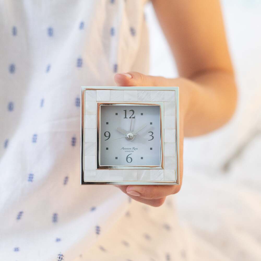 Silver Pave Square Alarm Clock by Addison Ross Additional Image-4