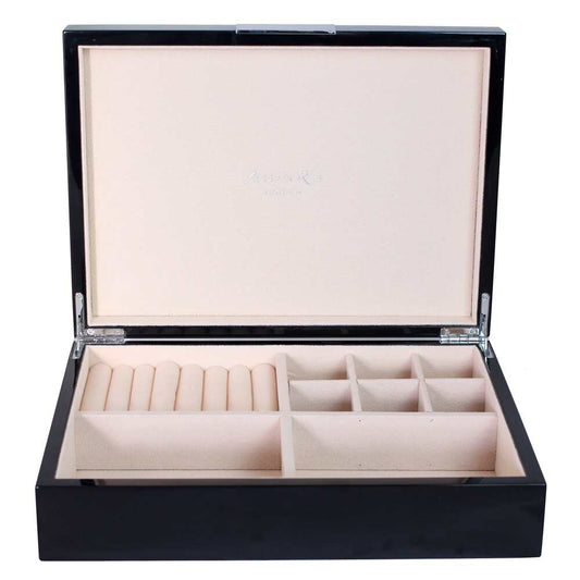 Silver Trim Black Jewelry Box 8"x11" by Addison Ross
