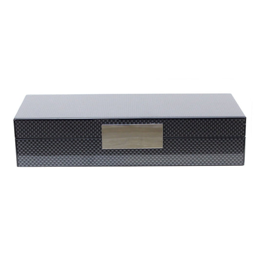 Silver Trim Carbon Fibre Storage Box 4"x 9" by Addison Ross