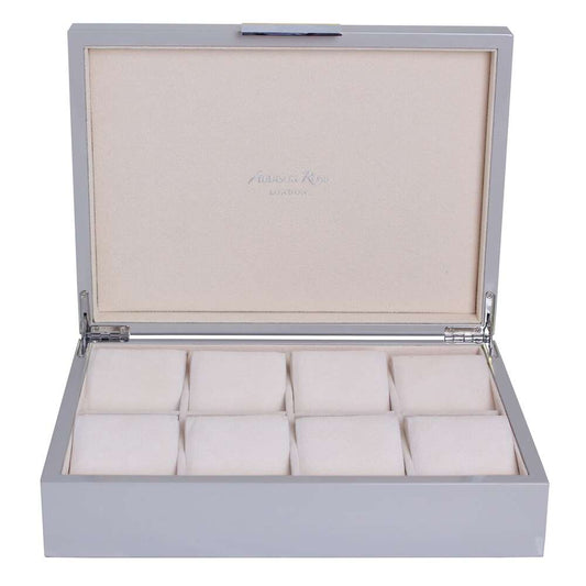 Silver Trim Chiffon Gray Watch Box 8"x11" by Addison Ross