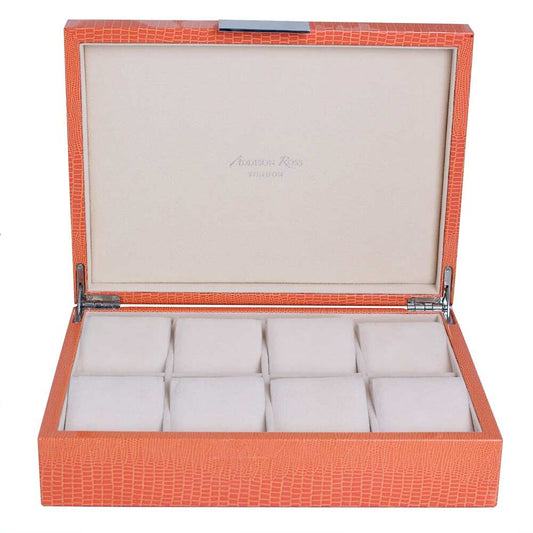 Silver Trim Orange Crocodile Glasses Box 8"x11" by Addison Ross