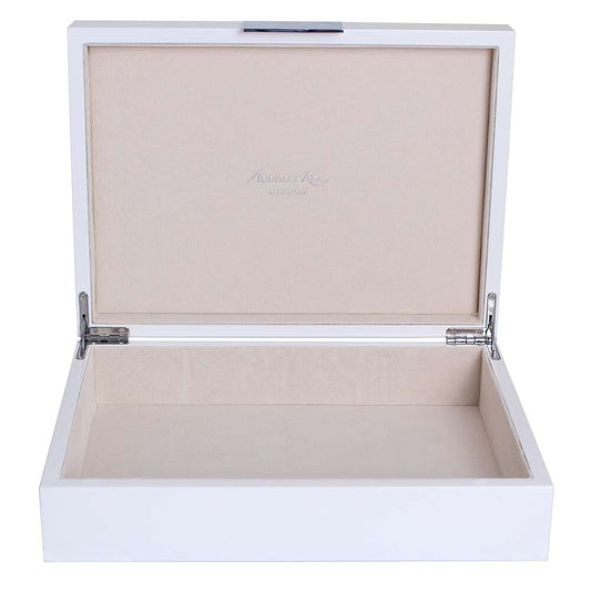 Silver Trim White Storage Box Subhead 8"x11" by Addison Ross