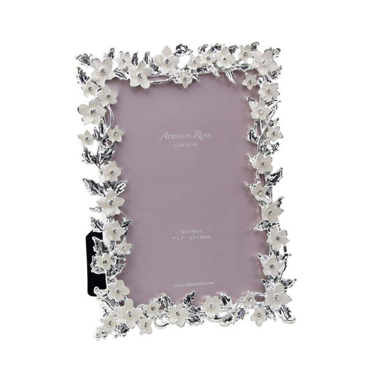 Silver & White Flower Frame by Addison Ross