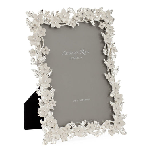 Silver & White Heart Flower Frame 4"x4" by Addison Ross
