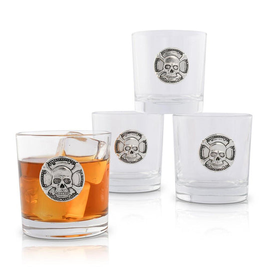 Skull Bar Glass Set of 4 by Arthur Court Designs