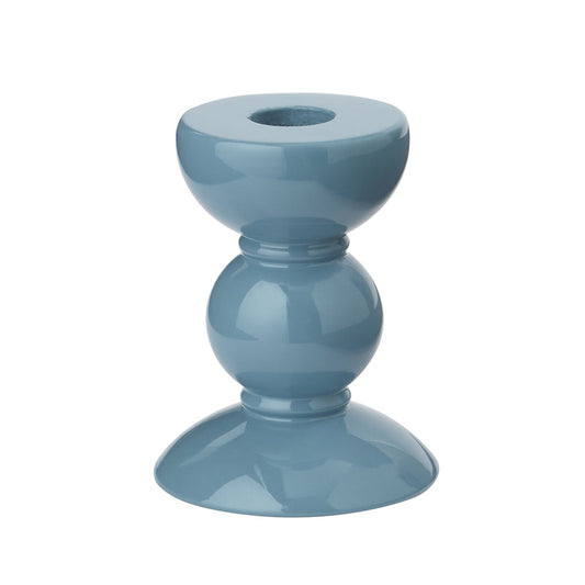 Small Chambray Blue Bobbin Candlestick - 10cm by Addison Ross