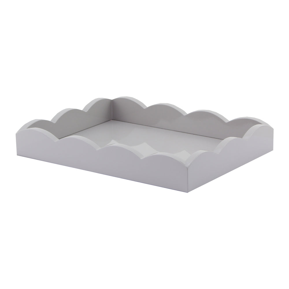 Small Chiffon Gray Scalloped Edge Tray 11"x8" by Addison Ross