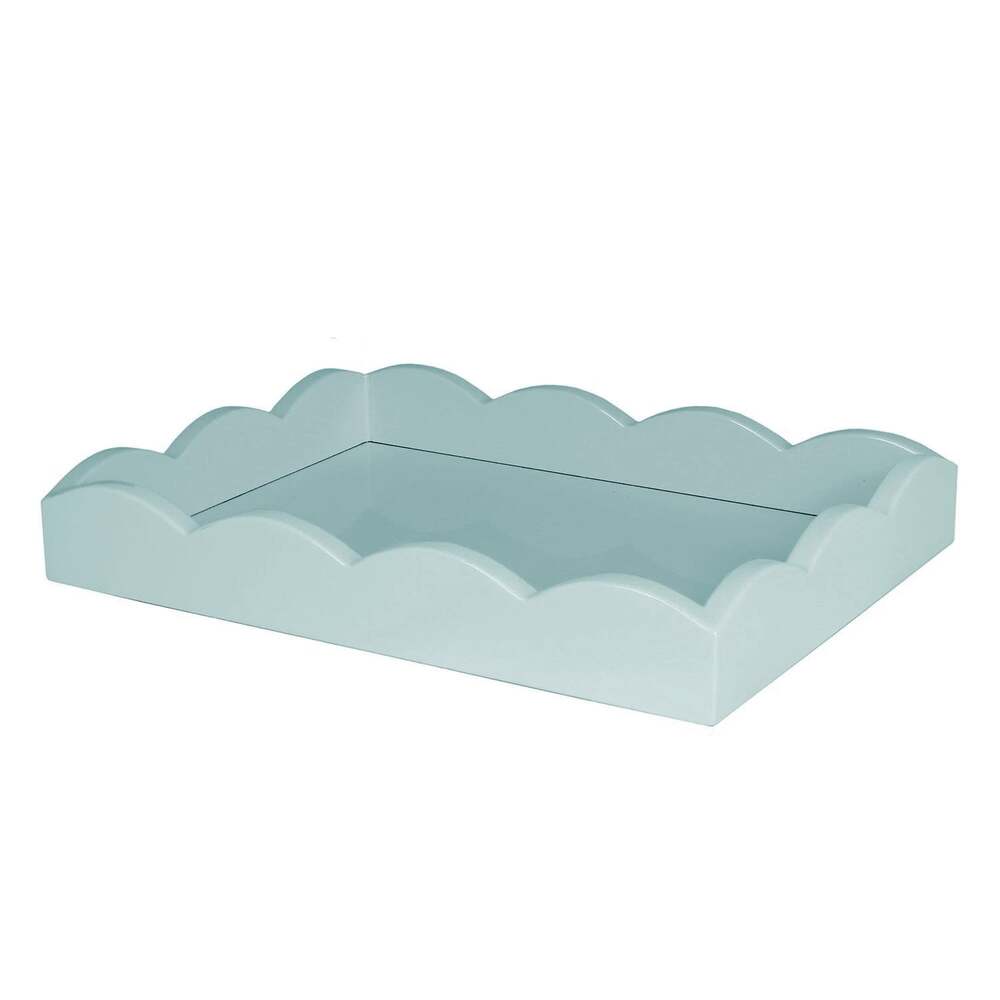 Small Eau De Nil Scalloped Edge Tray 11"x8" by Addison Ross Additional Image-2