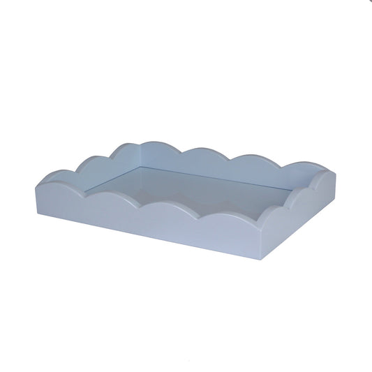 Small Pale Denim Scalloped Edge Tray 11"x8" by Addison Ross