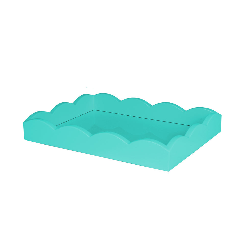 Small Turquoise Scalloped Edge Tray 11"x8" by Addison Ross