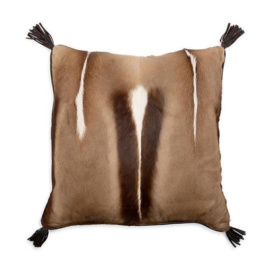 Springbok Hide Duo Pillow with Leather Trims by Ngala Trading Company
