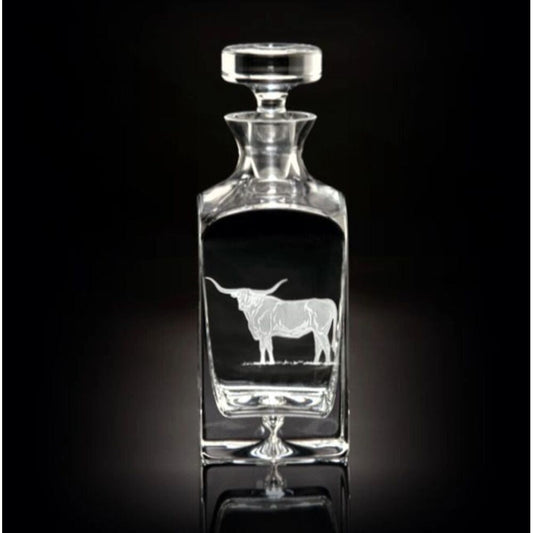 Square Decanter Texas Longhorn by Julie Wear 