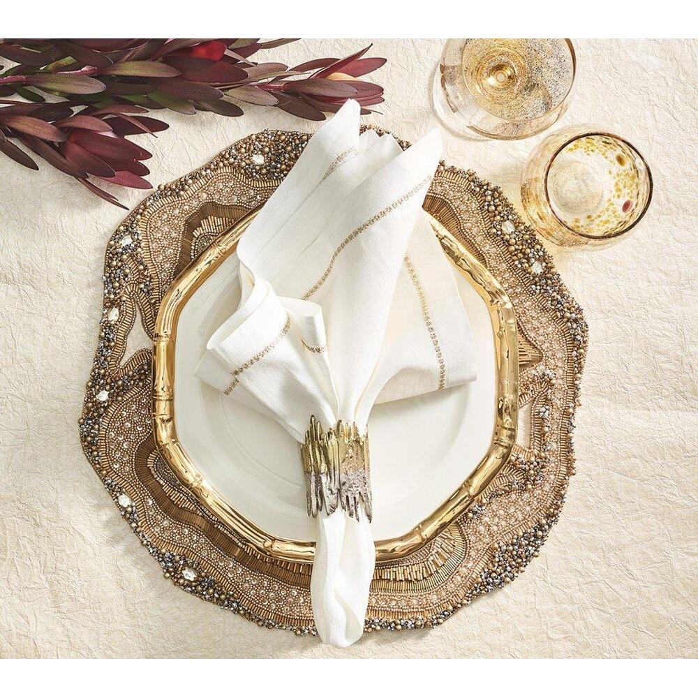 Star Napkin in White & Gold - Set of 4 by Kim Seybert 5